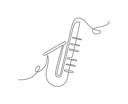 Continuous line art of  Saxophone. One line drawing abstract saxophone.のイラスト素材