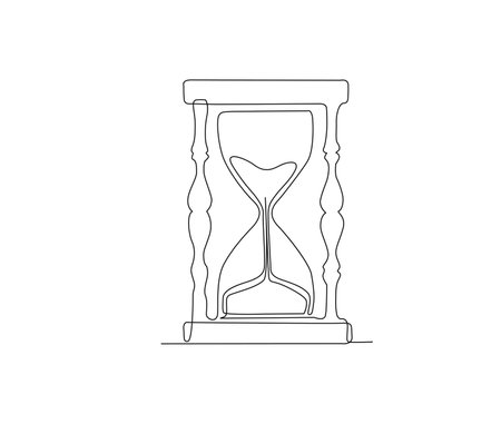 Continuous line art drawing of hourglass. Hourglass timer single line art drawing vector illustration.のイラスト素材