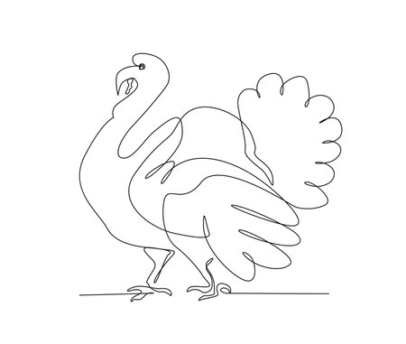 Continuous one line drawing of turkey. Abstract turkey simple line art vector design.のイラスト素材