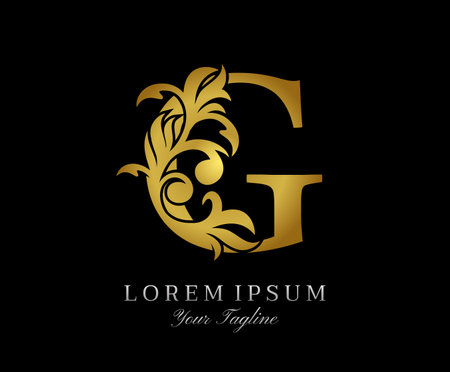 Floral Gold G Luxury Logo Icon. Classy G Letter Logo Design Vector.&#x9;のイラスト素材