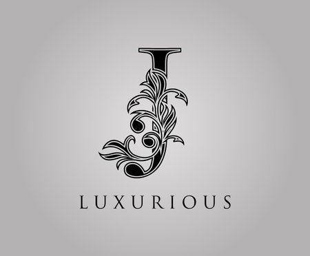 Initial J Luxury Logo Icon. Classic Floral J Letter Logo Design Vector.&#x9;のイラスト素材