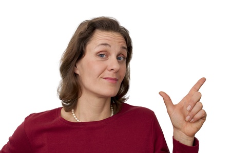 white female showing an ideaの写真素材