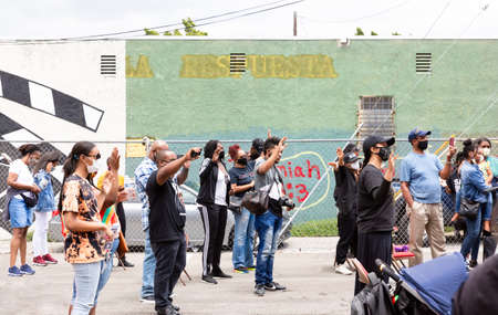 LOS ANGELES, CALIFORNIA, USA - JUNE 6, 2020: Protesters at Black Lives Matter Protest in Los...