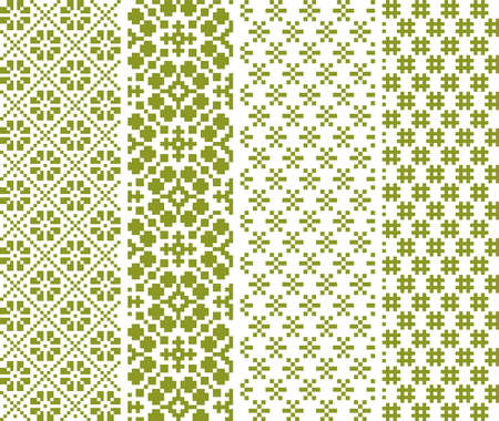 Traditional Scandinavian, Baltic, East European ethnic ornaments. Seamless pattern set. Vector illustrationのイラスト素材