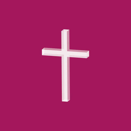 Christian cross icon in flat design. Vector illustration. Abstract linear christian crossのイラスト素材