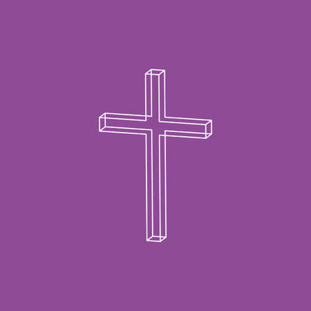 Christian cross icon in flat design. Vector illustration. Abstract linear christian crossのイラスト素材