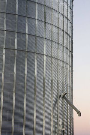 a detail of newely constructed  metal grain storage binの写真素材