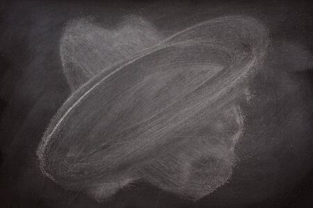 blank blackboard background with white chalk sudt and eraser smudgesの写真素材