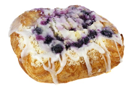 blueberry cheese danish pastry isolated on whiteの写真素材