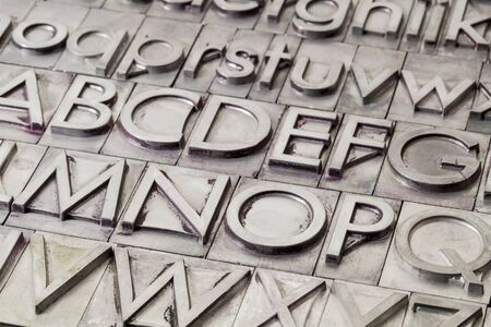 alphabet abstract - vintage metal letterpress printing blocks