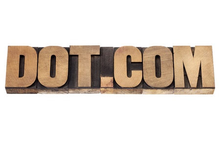 dot.com - internet business concept - isolated text in vintage letterpress wood type printing blocks