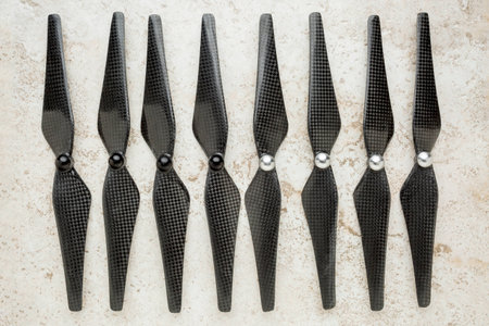 two sets  of carbon fiber propellers for a quadcopter droneの写真素材