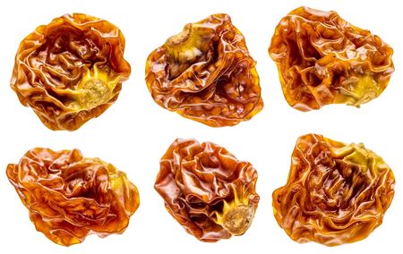 goldenberry superfruit from Peru - a set of six dried berries isolated with clipping pathsの写真素材