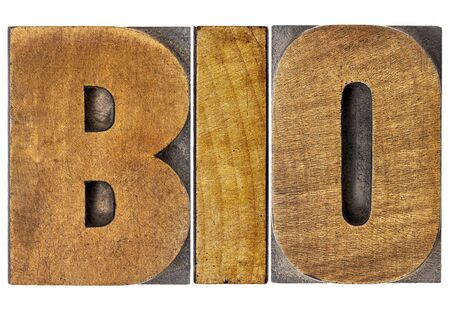 bio shortening for biology or biography - isolated word in letterpress wood typeの写真素材