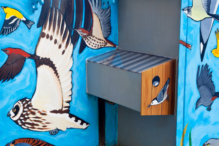 Flight - mural (detail) painted by Ren Burke in the old town of Fort Collins, Colorado. City of Fort Collins Art in Public Places, 2008 Transformer Cabinet Mural Project.のeditorial素材