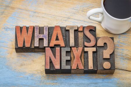 What is next question in vintage letterpress wood type stained by color inksの写真素材