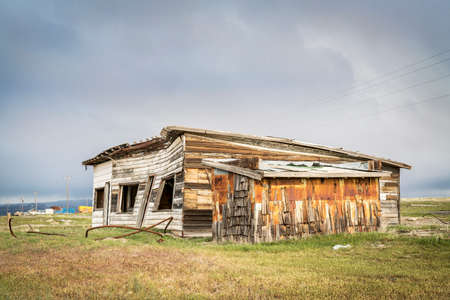 old abandoned store and gas station in a ghost town, Cisco, Utahの写真素材