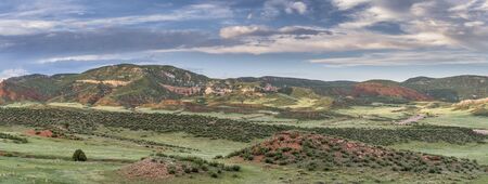foothills of Rocky Mountains in Colorado - Red Mountain Open Space near Fort Collins - early summer panoramaの写真素材