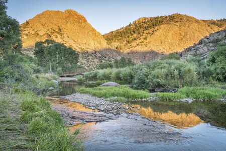 North Fork of Cache la Poudre River in Eagle Nest Open Space in northern Colorado at Livermore near...