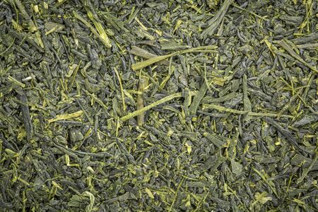 background texture of loose leaf Kabusecha  green teaの写真素材