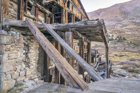ruins of gold mine  (processing mill) near Mosquito Pass in Rocky Mountains, Coloradoの写真素材