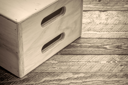 apple box - film set equipment, abstract in black and white with retro platinum toningの写真素材