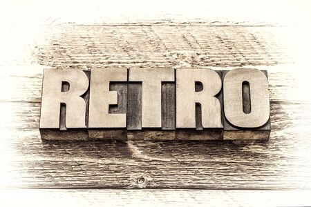 retro word in vintage letterpress wood type, sepia toningの写真素材