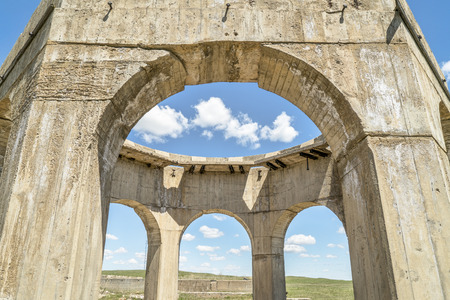 concrete ruins of one of five reduction plants and pump stations manufacturing potash during World...