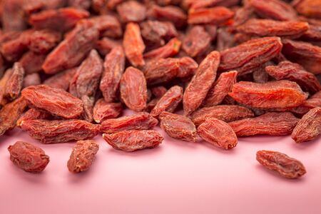 background of dried red Tibetan goji berries (wolfberry) - superfruitの写真素材