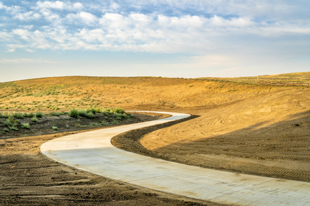 Newly constructed recreational bike trail - a rebuilt section of the Poudre Trail in northern Coloradoの写真素材