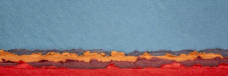 blue and red abstract landscape - a collection of colorful handmade Indian papers produced from...