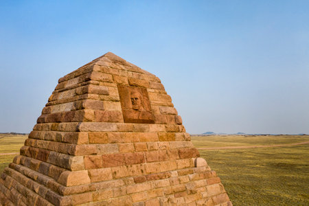 Sherman, WY, USA - September 15, 2020: Ames Monument, a large pyramid at the highest point on the transcontinental railroad completed in 1860. It's dedicated to  Oliver and Oakes Ames brothers.のeditorial素材