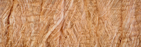 raw, natural mulberry paper handmade in Thailand - background and texture of fibers, panoramic bannerの写真素材