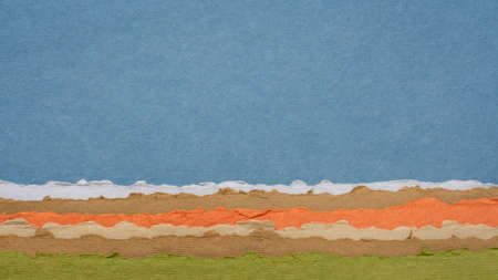 abstract landscape in green and blue pastel tones - a collection of handmade rag papersの写真素材