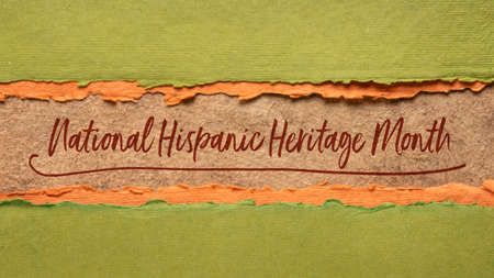 September 15 - October 15, National Hispanic Heritage Month - handwriting in a handmade paper banner, reminder of cultural eventの写真素材