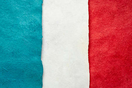 paper abstract in colors of France  national flag - blue, white and red, set of textured, handmade,...