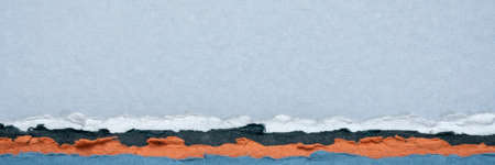 abstract landscape in blue pastel tones - a collection of handmade rag papers, panoramic web bannerの写真素材