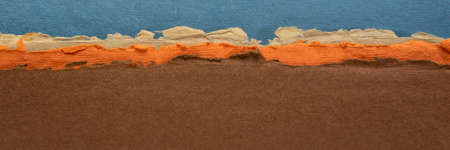 abstract landscape in blue and brown pastel tones - a collection of handmade rag papers, panorama...