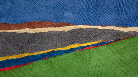 abstract river landscape in green and blue  - a collection of Huun papers handmade in Mexico