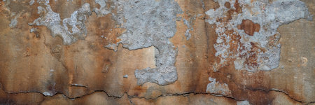 texture of old gray and rusty grunge concrete wall for urban background, panoramic web banner