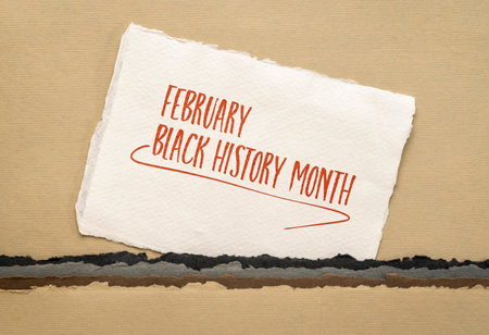 February - Black History Month banner, handwriting on an art paper, annual observance originating in the United Statesの写真素材