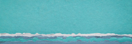sea, ocean or lake abstract landscape in blue pastel tones - a collection of handmade rag papers,...