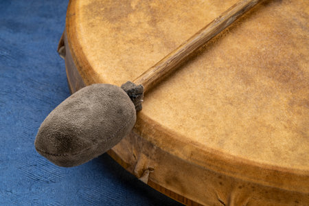 handmade, native American style, shaman frame drum with a beater