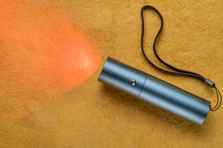 red and infrared light therapy - a small torch light for local treatment and pain reliefの写真素材