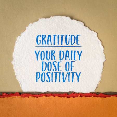 gratitude - your daily dose of positivity, inspirational reminder note on art paperの写真素材