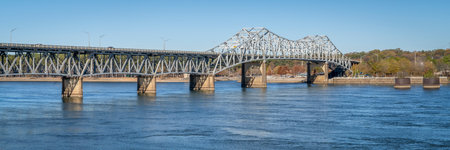 O'Neal Bridge over the Tennessee River in Florence, Alabama - fall sceneryの写真素材