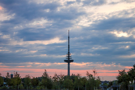 TV tower in Bremen Walle at dawnのeditorial素材