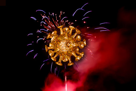 dangerous viruses spread during fireworks - 3D illustration