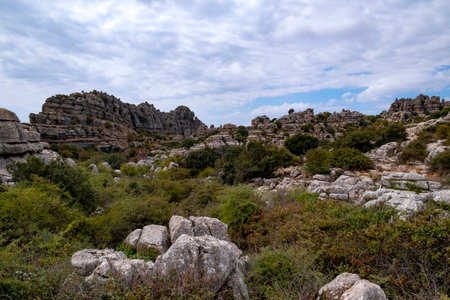 El Torcal, a nature reserve in Spanish Andalusia, where impressive rocks can be seenの写真素材