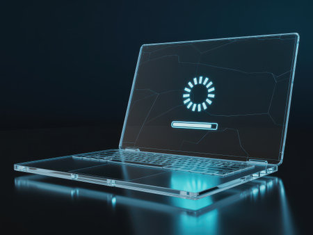 Laptop screen with login icon on it. 3d rendering.の素材